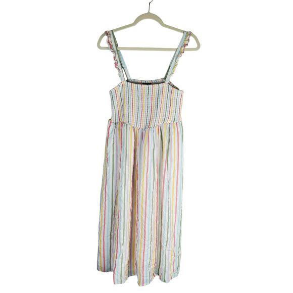 Torrid Womens Ruffle Strap Midi Challis Pastel Striped Dress Size 0 - Picture 2 of 6